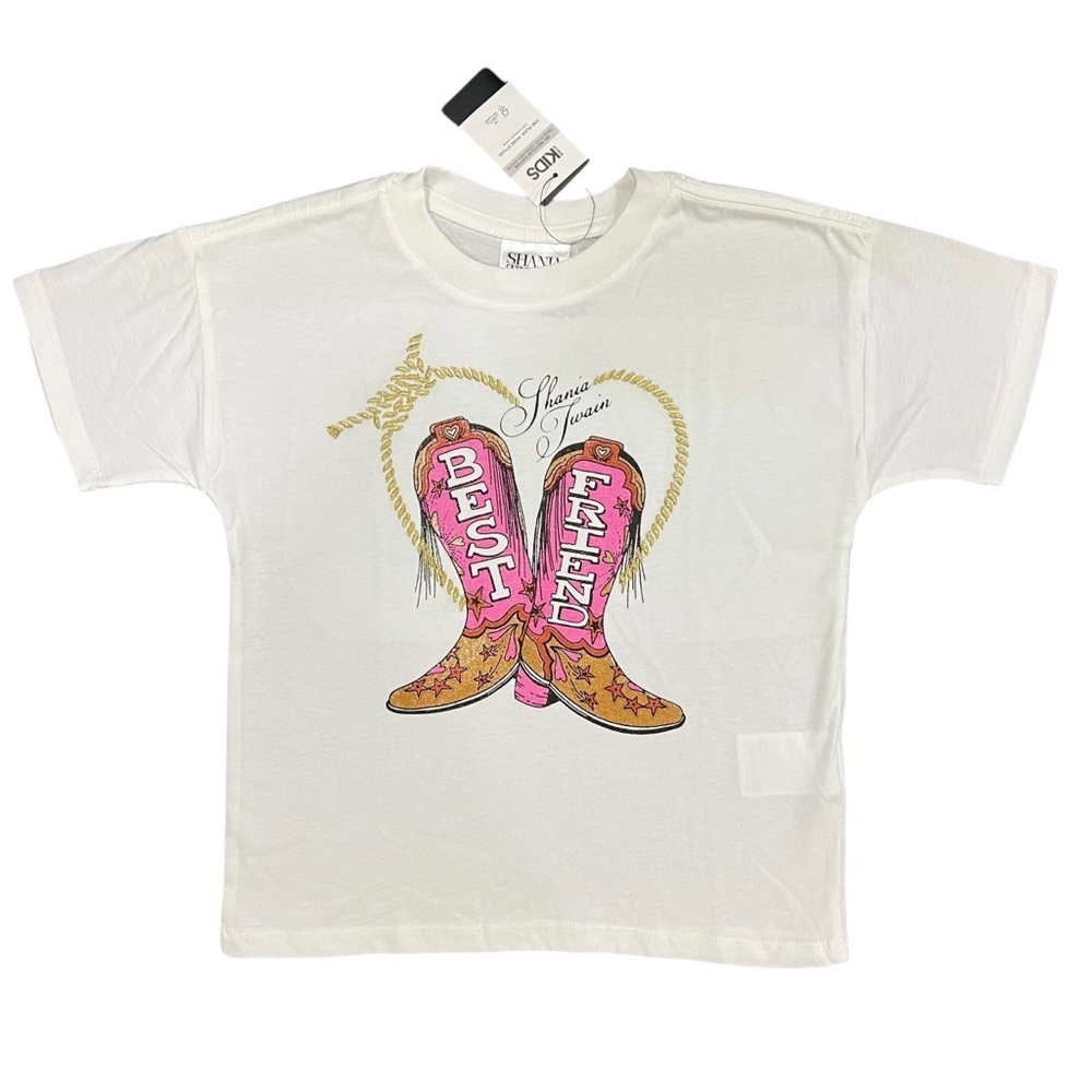 Cotton On Kids Shania Twain Cowboy Boots Graphic Short Sleeve Tee Size 4